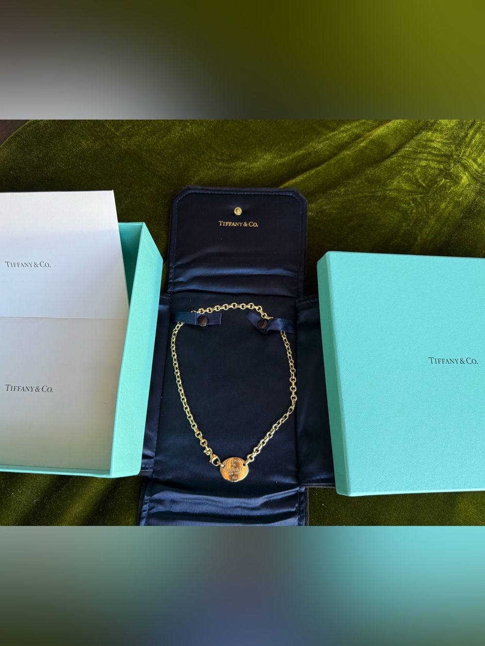 Tiffany & Co. 18k Gold Vintage Return to Tiffany Tag Choker Necklace
